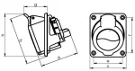 Gniazdo izolacyjne tablicowe 16A /400V 3p+z+z IP-44 145