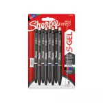 Sharpie S-GEL (korpus czarny) MIX KOLORÓW 8 szt.: 3 x czarny, 2 x niebieski, 1 x czerwony, 1 x zielony, 1 x fioletowy wkład M 0,7 mm