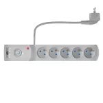 AX5/PRO/USB/3M/SZARY Listwa zasilająca z bezpiecznikiem i układem przeciwprzepięciowym professional, 5 gniazd, 2 porty USB, długość 3m, 10A, 230V, 2300W, szary