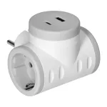 Rozgałęźnik 2P+Z (Schuko) z ładowarką 2xUSB, szary