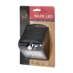 SILOE LED 1,5W, lampa solarna z czujnikiem ruchu 120st, 190lm, IP65, 4000K, 1200mAh, podwójne źródło światła, czarna