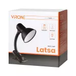 LATSA, lampa biurkowa z klipsem, 40W, E27, stal + tworzywo, czarna