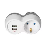 Rozgałęźnik 2P+Z + 2xUSB (Schuko), biało-szary