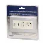 Przedłużacz biurkowy, 1 gniazdo 2P+Z, 1 gniazdo 2P/II, 1xUSB, wyłącznik ON/OFF, ładowarka USB, przewód 3x1mm2 - 1,5m