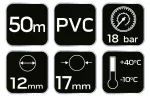 Przewód ciśnieniowy zbrojony 12 x 17 mm, 50 m