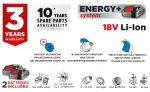 Wiertarko-wkrętarka akumulatorowa Energy+ 18V, Li-Ion, uchwyt 13 mm, 2 aku 2Ah, ład, walizka