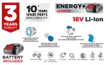 Wiertarko-wkrętarka akumulatorowa bezszczotkowa Energy+ 18V, Li-Ion, 13 mm, aku 2Ah, ład, walizka