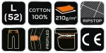 Spodnie robocze PREMIUM, 100% bawełna, ripstop, rozmiar L