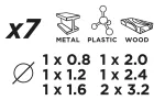 Wiertła precyzyjne 0.8-3.2 mm, zestaw 7 szt.