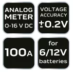 Tester akumulatorów 100 A, 6/12 V - analogowy