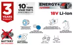 Sekator akumulatorowy bezszczotkowy Energy + 18V Li-lon, bez akumulatora