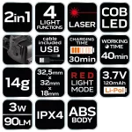 Lampa punktowa 90 lm COB LED + laser 2 w 1