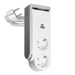 Przedłużacz biurkowy ze sprężynowym zaciskiem mocującym 2x2P+Z(Schuko),USB A+C,biała, 16A/230V 1,4m