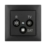SENTIA gniazdo R-TV-SAT końcowe bez ramki podtynkowe IP 20 - kolor czarny metalizowany