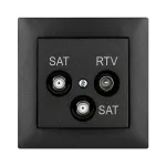 SENTIA gniazdo R-TV-2xSAT końcowe bez ramki podtynkowe IP 20 - kolor czarny metalizowany