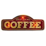 RTV100462 Znak Metalowy RETRO LED Fresh Brewed Coffee Forever Light
