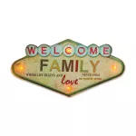 RTV100463 Znak Metalowy RETRO LED Welcome Family Forever Light