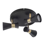 Ceiling fixture IP20 Eufo Triplex GU10 Max. 24W Black Gold DE-0173-NEG