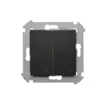 SIMON 54 WMDL-0612xx-049 Łącznik schodowy podwójny z podświetleniem (moduł) 10AX, 250V~, zaciski śrubowe; czarny mat