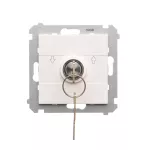 SIMON 55 WMDL-0K013x-111 Łącznik na kluczyk roletowy chwilowy – przycisk (moduł) 3 pozycyjny „I-0-II” 2 styki N/O, 5 A, 250 V~; Biały mat