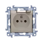 SIMON 10 WC-GZ1BCZxx-01-41A Gniazdo wtyczkowe IP44 z uszczelką, z przesłonami, klapka transparentna (moduł) 16A, 250V~, szybkozłącza; krem. Wymagana uszczelka ramki