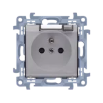 SIMON 10 WC-GZ1BCZxx-01-11A Gniazdo wtyczkowe IP44 z uszczelką, z przesłonami, klapka transparentna (moduł) 16A, 250V~, szybkozłącza; biały. Wymagana uszczelka ramki