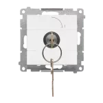 SIMON 55 WMDL-0K014x-111 Łącznik na kluczyk chwilowy – przycisk (moduł) 2 pozycyjny „0-I” styk N/O, 5 A, 250 V~; Biały mat