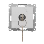SIMON 55 WMDL-0K014x-143 Łącznik na kluczyk chwilowy – przycisk (moduł) 2 pozycyjny „0-I” styk N/O, 5 A, 250 V~; Aluminium mat