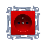 SIMON 10 WC-GZ1CZxxx-01-22x Gniazdo wtyczkowe z uziemieniem pojedyncze z przesłonami torów prądowych (moduł) 16A, 250V~, szybkozłącza. Kolor czerwony