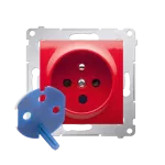 SIMON 54 WMDW-01111x-022 Gniazdo DATA z kluczem uprawniającym (moduł) 16A, 250V~, zaciski śrubowe; czerwone