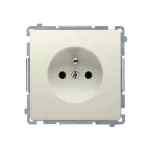 SIMON BASIC WMUW-00111x-9021 Gniazdo wtyczkowe z uziemieniem (moduł), z przesłonami torów prądowych, 16A, 250V~, zaciski śrubowe; beż