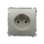 SIMON BASIC WMUW-00101x-H021 Gniazdo wtyczkowe bez uziemienia (moduł), z przesłonami torów prądowych 16A, 250V~, zaciski śrubowe; satynowy