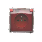 SIMON BASIC WMUW-53111x-A021 Gniazdo wtyczkowe z uziemieniem, z przesł. torów prądowych, bryzgoszczelne IP44 (moduł) 16A, 250V~, zaciski śrubowe, klapka transp.; czerwone