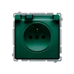 SIMON BASIC WMUW-53111x-Z021 Gniazdo wtyczkowe z uziemieniem, z przesł. torów prądowych, bryzgoszczelne IP44 (moduł) 16A, 250V~, zaciski śrubowe, klapka transp.; zielone