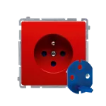 SIMON BASIC WMUW-01111x-A011 Gniazdo wtyczkowe DATA z uziemieniem i kluczem uprawniającym (moduł) 16A, 250V~, zaciski śrubowe; czerwone