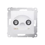 SIMON 54 WMDA-07xxxx-011 Gniazdo TV-DATA. Dwa porty wyjściowe typu F (moduł). Częstotliwość dla wejścia 5-1000 MHz; biały