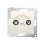 SIMON 54 WMDA-07xxxx-041 Gniazdo TV-DATA. Dwa porty wyjściowe typu F (moduł). Częstotliwość dla wejścia 5-1000 MHz; kremowy