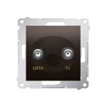 SIMON 54 WMDA-07xxxx-046 Gniazdo TV-DATA. Dwa porty wyjściowe typu F (moduł). Częstotliwość dla wejścia 5-1000 MHz; brąz mat