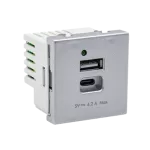 SIMON CONNECT TSC-K126G-8 USB ładowarka K45 (45x45) gniazdo typ A+C 5V/4,1A; aluminium