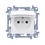 SIMON 10 WC-GZ1BCZUx-01-11x Gniazdo wtyczkowe IP44 bez uszczelki z przesłonami, klapka w kolorze pokrywy (moduł) 16A, 250V~, szybkozłącza; biały Wymagana uszczelka ramki