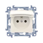 SIMON 10 WC-GZ1BCZUx-01-41x Gniazdo wtyczkowe IP44 bez uszczelki z przesłonami, klapka w kolorze pokrywy (moduł) 16A, 250V~, szybkozłącza; krem Wymagana uszczelka ramki