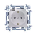 SIMON 10 WC-GSZ1Bxx-01-11Ax Gniazdo wtyczkowe Schuko do wersji IP44 z uszczelką - klapka transparetna (moduł) 16A, 250V~, zaciski śrubowe; biały