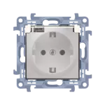 SIMON 10 WC-GSZ1BZx-01-41Ax Gniazdo wtyczkowe Schuko do wersji IP44 z uszczelką z przesłonami, klapka transparetna (moduł) 16A, 250V~, zaciski śrubowe; kremowy