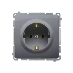 SIMON BASIC WMUW-02111x-4011 Gniazdo wtyczkowe z uziemieniem Schuko (moduł) z przesłonami torów prądowych,16A, 250V~, zaciski śrubowe; srebrny mat