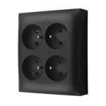 SIMON AQUACLICK WA-CGZN4Zx-xx-49xx Gniazdo wtyczkowe natynkowe, 4-krotne z uziemieniem, z przesłonami torów prądowych, IP20, 16A, 250V~, zaciski śrubowe; czarny mat
