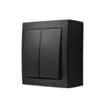 SIMON AQUACLICK WA-CWLxx-2x-x-49xx Łącznik schodowy podwójny natynkowy z podświetleniem bez piktogramu, IP44, 10AX, 250V~, zaciski śrubowe; czarny mat