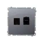 SIMON BASIC WMUH-01xxx1-J011 Gniazdo HDMI + RJ45 kat.6. (moduł); stal inox