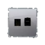 SIMON BASIC WMUH-01xxx1-4011 Gniazdo HDMI + RJ45 kat.6. (moduł); srebrny mat