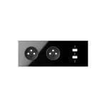 SIMON 100 W100-10020320x-138 Panel 3-krotny: 2 gniazda + 1 podwójna ładowarka USB; czarny