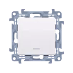 SIMON 10 WC-W6Lxx-01-0-11xx Łącznik uniwersalny-schodowy bez piktogramu z podśw.LED (moduł) 10AX, 250V~, zac.śrubowe; biały. Może być użyty jak schodowy lub jednobiegunowy